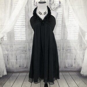 Max and Cleo Size 10 Little Black Dress V Neck Halter Cocktail Formal Open Back